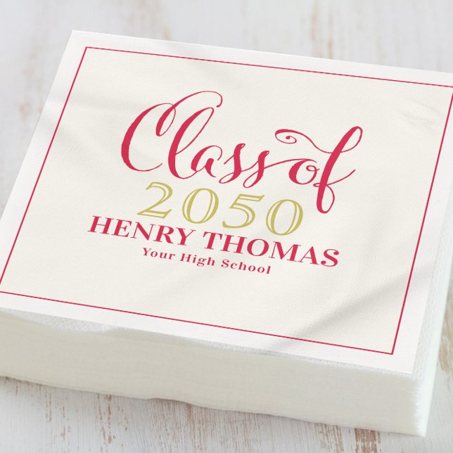 Abschluss Minimalistisch Moderne Skriptklasse Rot Serviette (Von Creator hochgeladen)