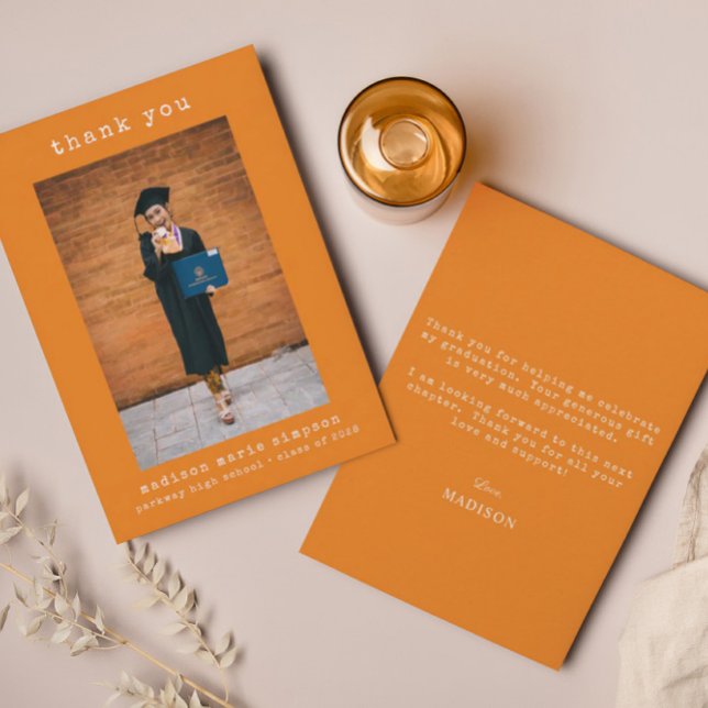 Abschluss Minimalistisch Vielen Dank, einfaches Fo Mitteilungskarte (Von Creator hochgeladen)