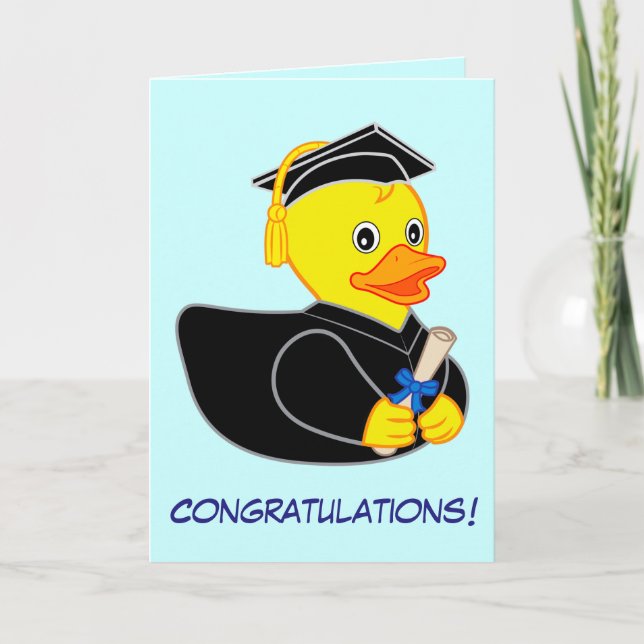 Abschluss mit Ducky GummiCartoon Karte (Vorderseite)