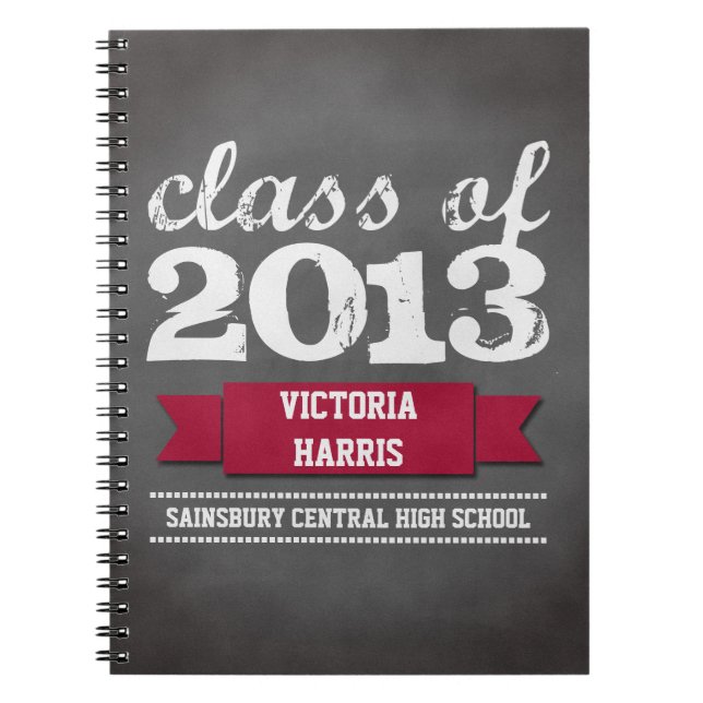 Abschluss mit rotem Banner Notizblock (Vorderseite)