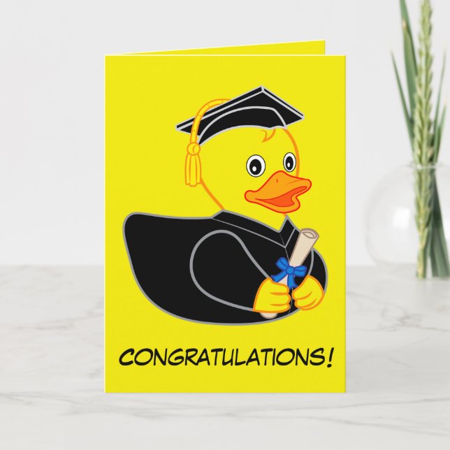 Abschluss mit Rubber Ducky Cartoon Karte (Vorderseite)