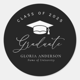 Abschluss mit weißem Skript Runder Aufkleber