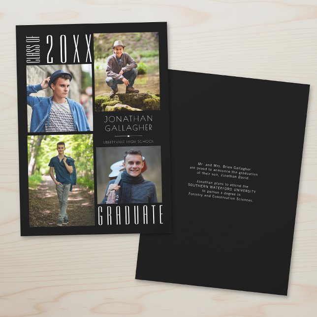 Abschluss Modern Sleek Vier Fotos Schwarz Ankündigung (Von Creator hochgeladen)