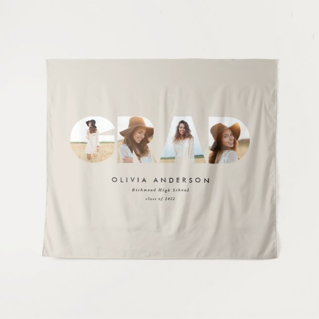 Abschluss Moderne, elegante Typografie, MultiFoto Wandteppich (Vorderseite (Horizontal))