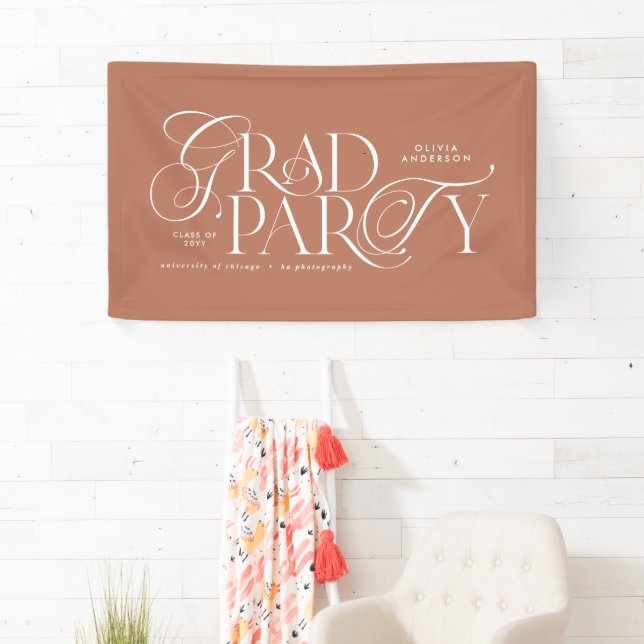 Abschluss Moderne, elegante Typografie Terrakotta Banner (Insitu)