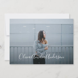 Abschluss Moderne Foto Schrift Typografie blau Einladung