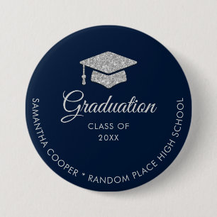 Abschluss Moderne Typografie Navy Blau Schrift Button