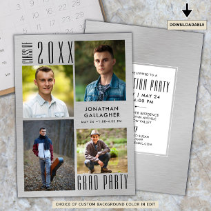 Abschluss Moderner Metallischer Silberschlauch Sch Einladung