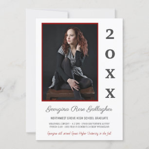 Abschluss Modernes Foto Einfach Grad Jahr Rot Grau Ankündigung