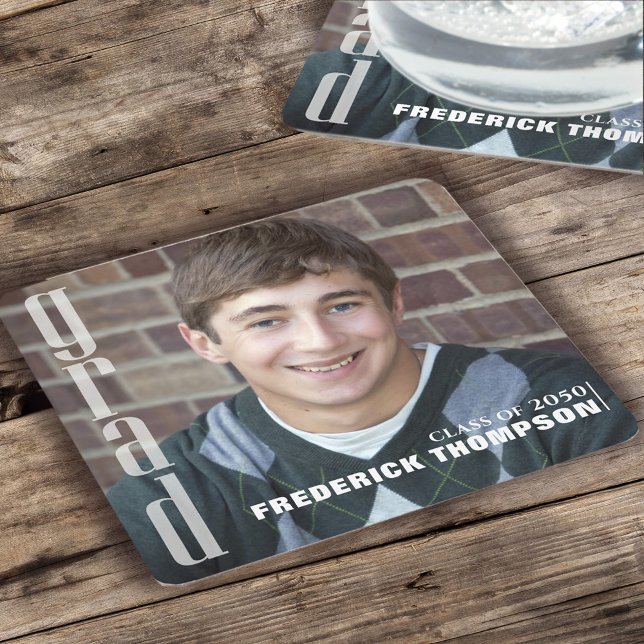 Abschluss Modernes Foto Einfaches Minimalistisches Rechteckiger Pappuntersetzer (Von Creator hochgeladen)