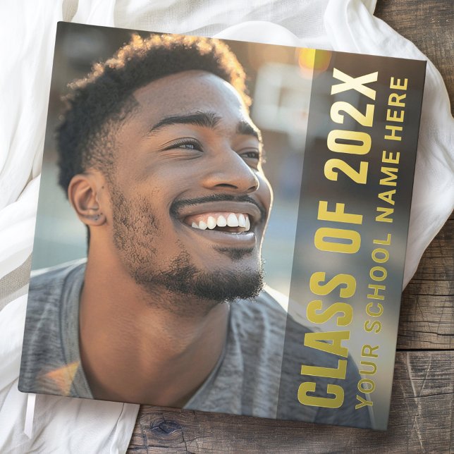 Abschluss Modernes Foto mit dunklem Overlay Gästebuch (Student graduation modern dark overlay photo foil guest book)