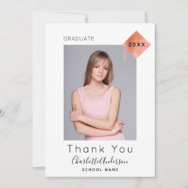 Abschluss Modernes Foto Rose Gold Danke Karte