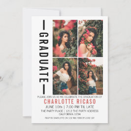 Abschluss Modernes Fotomaterial Personalisiert Einladung