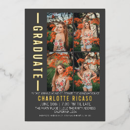 Abschluss Modernes Fotomaterial Personalisiert Folieneinladung