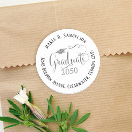 Abschluss Modernes Minimalistisches Mortarboard Sc Runder Aufkleber