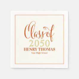 Abschluss Modernes Minimalistisches Orange Script Serviette