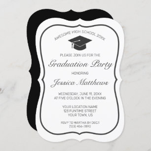 Abschluss Modernes Minimalistisches Schwarzes Schw Einladung