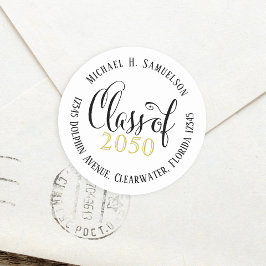 Abschluss Modernes Script Classic Gold Black Runder Aufkleber