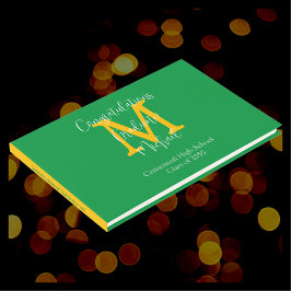 Abschluss Monogram Green Gold und White Sign-In Gästebuch