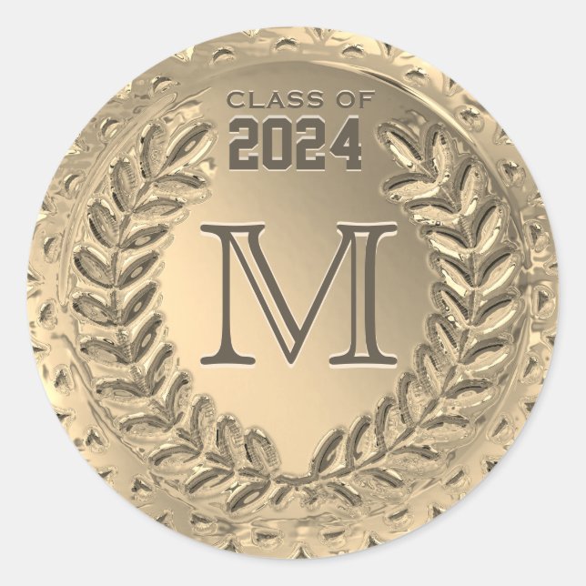 Abschluss-Monogramm-Aufkleber Runder Aufkleber (Vorderseite)