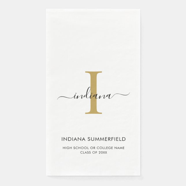 Abschluss-Monogramm-Name-Script-Party Serviette (Vorderseite)