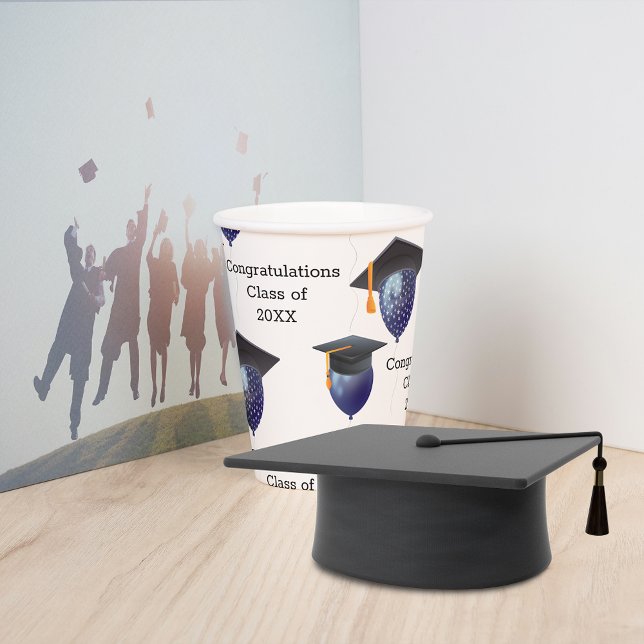 Abschluss Mortarboard und Balloons Pappbecher (Von Creator hochgeladen)