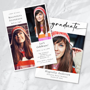 Abschluss Multi Foto Calligrafy Graduate Einladung