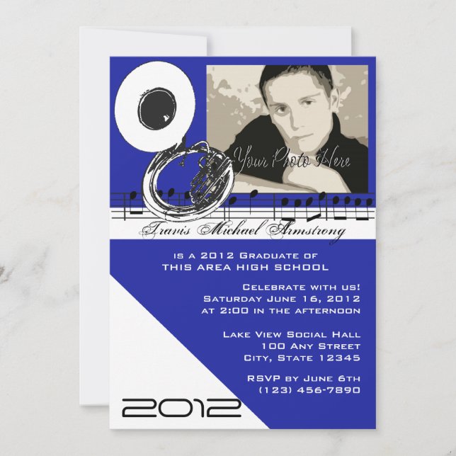 Abschluss Music / Tuba Einladung (Vorderseite)