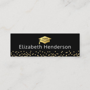 Abschluss Name Card Black Gold Glitzer Telefonnummerkarte