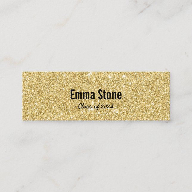 Abschluss Name Card Modern Gold Glitzer Beilage Telefonnummerkarte (Vorderseite)
