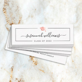 Abschluss Name Card Modern Script Rose Gold Cap Mini Visitenkarte