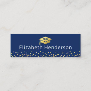 Abschluss Name Card Navy Blue Gold Glitzer Telefonnummerkarte