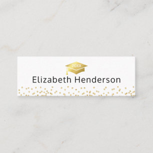 Abschluss Name Card White Gold Glitzer Telefonnummerkarte