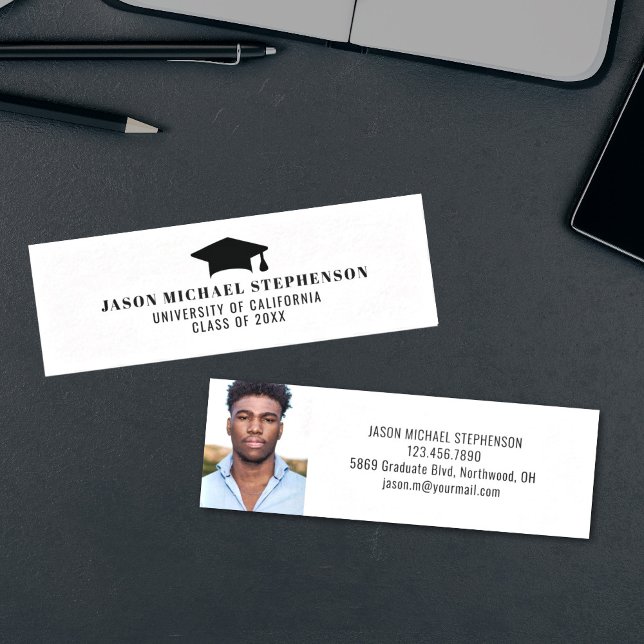 Abschluss Name Einsetzen einfache Fotokarte Telefonnummerkarte (Graduate name insert card with photo)