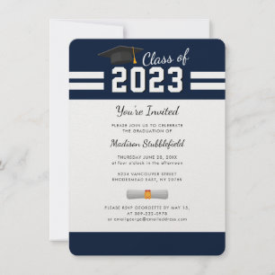 Abschluss Navy Blue 2025 Grad Party Einladung