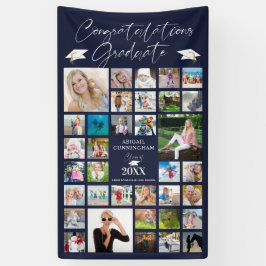 Abschluss Navy Blue Foto Collage Elegantes Skript Banner