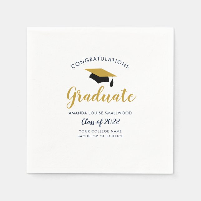 Abschluss Navy Blue Grad Party Class 2022 Serviette (Vorderseite)