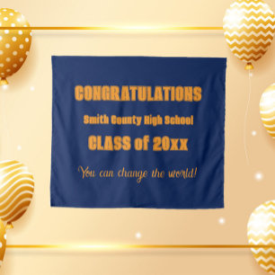 Abschluss Navy Blue und Orange School Colors Wandteppich