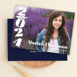 Abschluss Navy Typografy Foto Class of 2023 Einladung