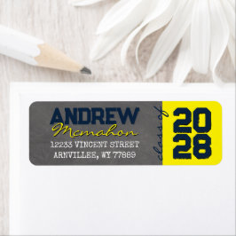 Abschluss Navy & Yellow Chalkboard