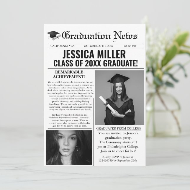 Abschluss Newspaper Uni Einmalige Ankündigung (Stehend Vorderseite)
