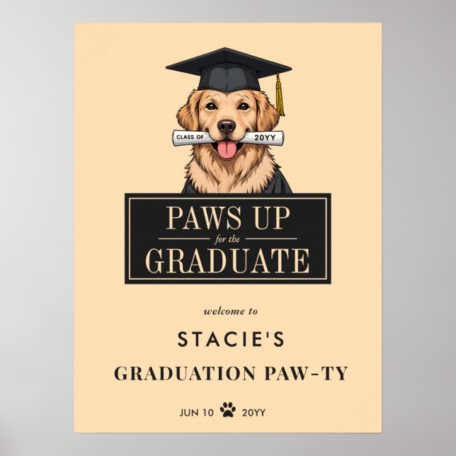 Abschluss Niedlich Golden Retriever Hund Begrüßung Poster (Vorne)