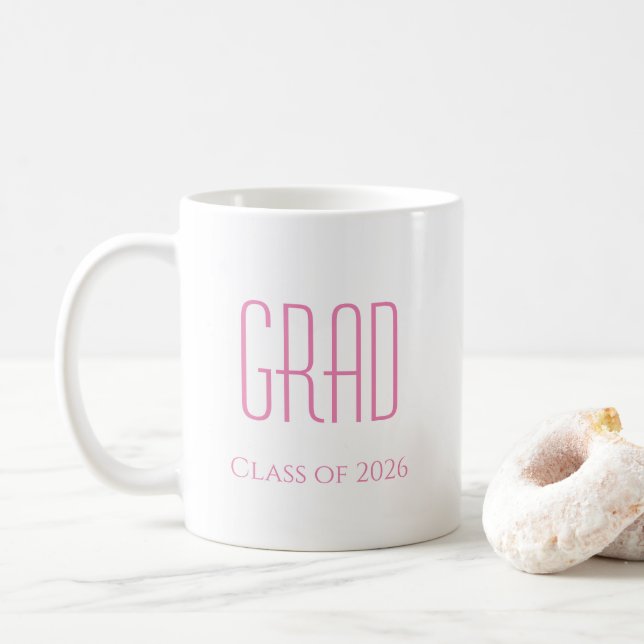 Abschluss Niedlich Pink Typografy Class of 2025 Kaffeetasse (Mit Donut)