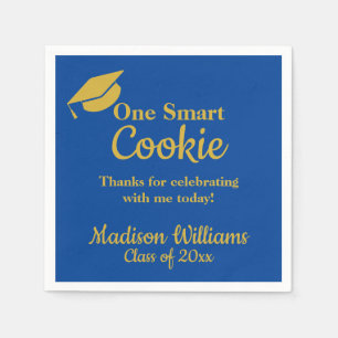Abschluss One Smart Cookie Party Blue Gold Paper Serviette