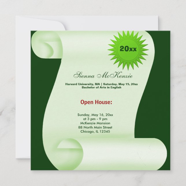 Abschluss Open House (grün) Ankündigung (Vorderseite)