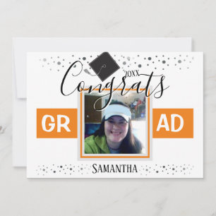 Abschluss Orange Single Foto Einladung