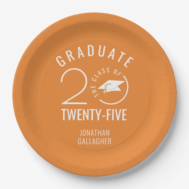 Abschluss Orange Stylist Class Year Pappteller (Vorderseite)