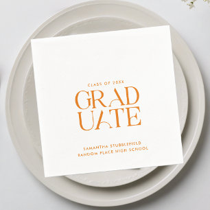 Abschluss Orange Typografy Grad Party Paper Serviette
