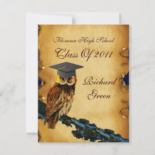 ABSCHLUSS OWL PARCHING WAX SIEGEL MONOGRAM Felt Einladung