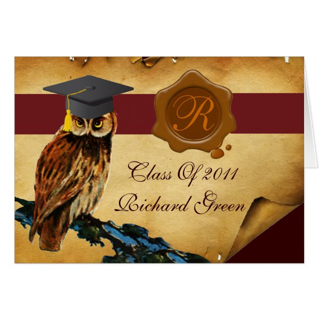 ABSCHLUSS OWL PARCHMENT BROWN WAX SIEGEL MONOGRAM (Vorderseite (Horizontal))